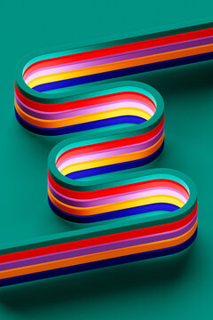 Abstract pattern of colorful crossing lines on a light background, featuring geometric shapes