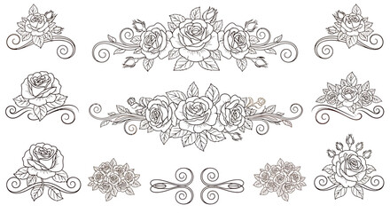 Elegant Rose Ornament Collection - Delicate Floral Designs for Creative Projects.
