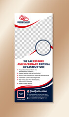 we are restore and safeguard critical infrastructure social media stories template on vertical layout. combination red and blue on element. white background with photo space