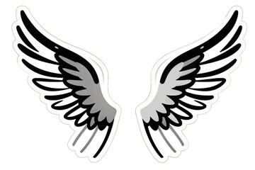 Obraz premium Angel Wings Vector Illustration in Black and White