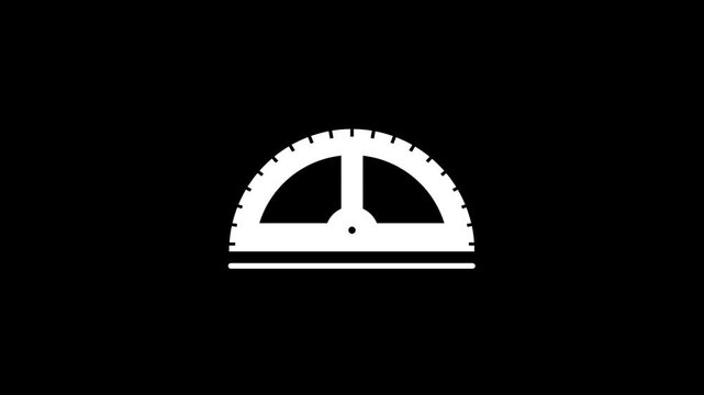 Protractor icon animation on a 4K clean white background