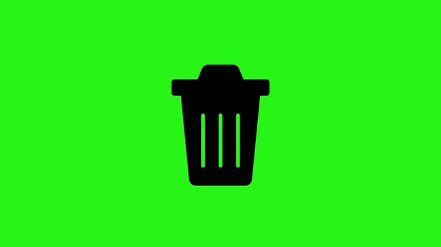 Trash can delete symbol animation on green screen background