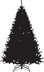 Striking Black Artificial Christmas Tree on White Background