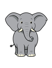 Obraz premium Cute Cartoon Elephant Illustration with Gray Tones