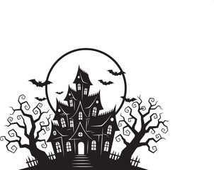 Spooky Halloween House Vector Illustration