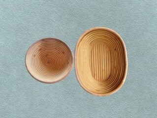 The green background in the image is a brown woven bowl with a pattern made from medium-sized rattan strands woven into a circle to form a beautiful brown rattan bowl and cup for food fruits and veget