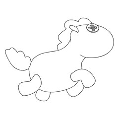 Outline for Coloring of Horse Plush Cute and Funny Toy. Vector Illustration.