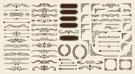 Collection of Vintage Decorative Elements for Design and Decoration.
