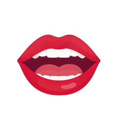 Obraz premium Red Lips Vector Illustration With White Teeth