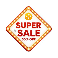 Obraz premium Super Sale Sign With 50% Off Discount Text