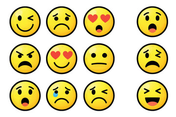 Yellow Emoji Faces Collection Vector Illustration