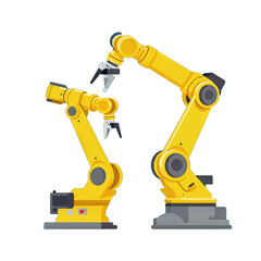 Yellow Industrial Robotic Arms Vector Illustration