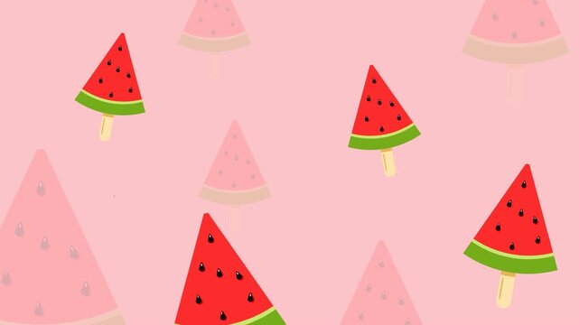 Watermelon ice background animation moving left and right is suitable for cute character backgrounds