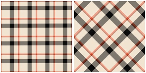 Classic Plaid Tartan Patterns in Beige, Black, and Red