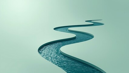 Abstract River Flowing Through A Surreal Landscape Design