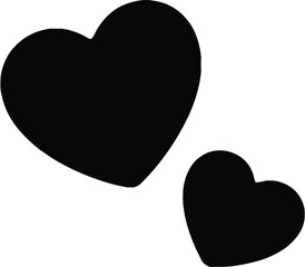 Two black hearts isolated on white background for design