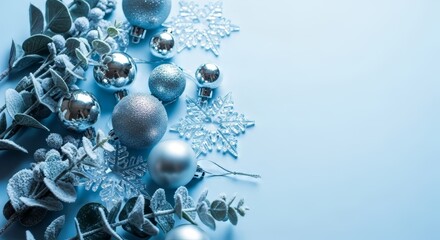 Festive ornaments and embellishments for the holiday season. A beautiful composition for winter holiday decorations. 