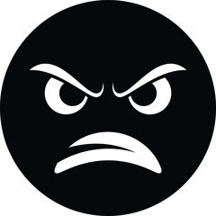 Angry face emoticon black and white illustration graphic