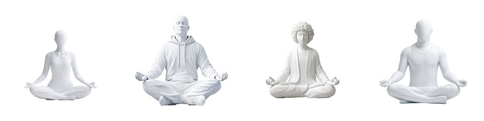 Meditating Figures: Serene Yoga and Mindfulness Sculpture Set