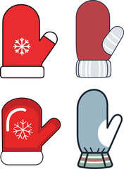 vector set of gloves 