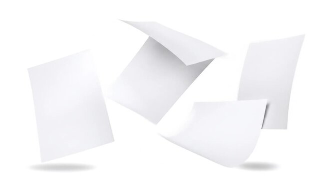 White paper sheets floating in the air.
