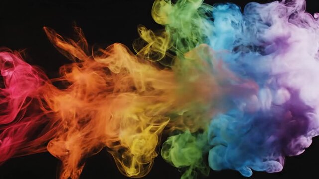 Abstract colorful smoke cloud against dark backdrop background vibrant art concept vector illustration