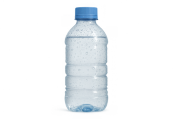 Cold drinking water bottle with condensation, showing hydration, refreshment, and healthy lifestyle, isolated on transparent background
