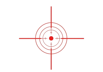 Red crosshair reticle target sight isolated on transparent background