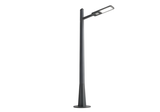Modern street lamp post with light fixture isolated on transparent background