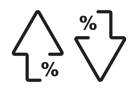 Percent arrow up and down icon isolated on white background. Percentage growth and decline sign symbol
