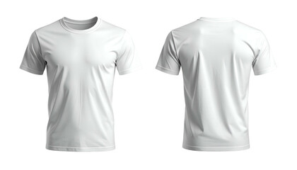 Front and back views of a plain white short-sleeved round-neck tee shirt