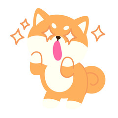 Surprised puppy with sparkling effects expressing shock or excitement, suitable for reaction graphics, stickers, children’s materials, expressive icons, playful themes, and animated designs.