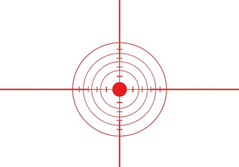 Red crosshair reticle target sight isolated on transparent background