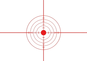 Red crosshair reticle target sight isolated on transparent background