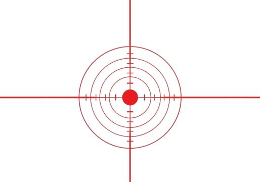 Red crosshair reticle target sight isolated on transparent background