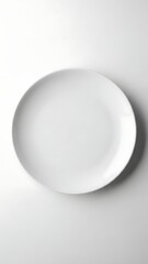 Minimalist White Plate on Clean White Background, Studio Shot.