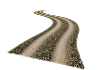 Naklejka premium Winding dirt road curving into the distance isolated on transparent background