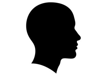 Black silhouette of a human head profile isolated on transparent background