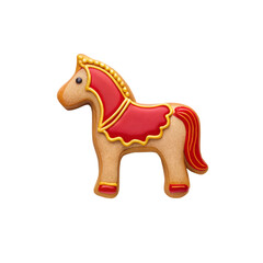 Colorful gingerbread horse cookie decorated with icing and vibrant details for festive occasions