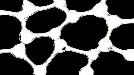 Abstract image of a cellular structure with a black background. The image features interconnected shapes.