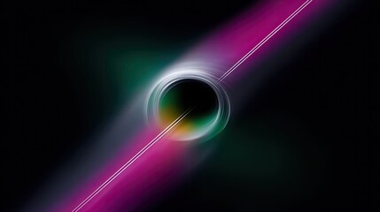 An abstract image featuring a circular shape with light trails and a dark background.