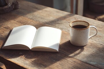 Morning coffee and an open book