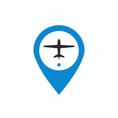 Fototapeta premium Airport Location Pin Icon Map Marker