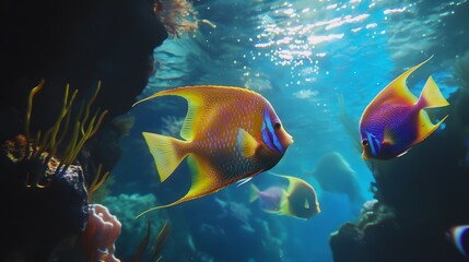 Fototapeta premium Colorful fish displaying luminous underwater brilliance high resolution picture