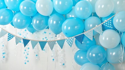 festive sweet blue balloons background-banner