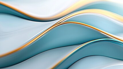 Obraz premium Abstract image featuring flowing, wavy lines in shades of blue, white, and gold, creating a modern and elegant design.