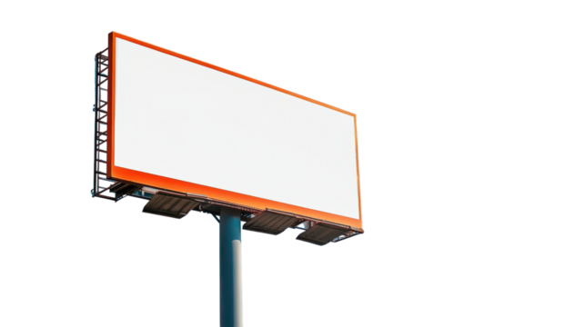 Blank Billboard Orange Frame isolated on a transparent background