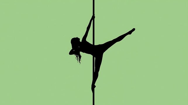Female Pole Dancer Silhouette Graceful Athletic Movement