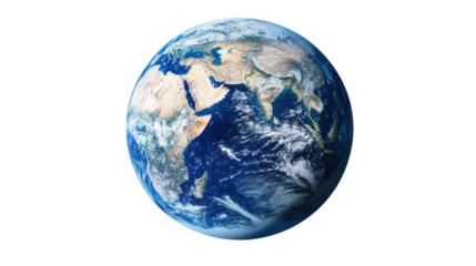 Earth Globe From Space isolated on a transparent background