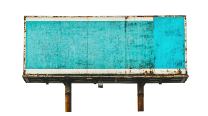 Rusted Cyan Billboard Panel isolated on a transparent background